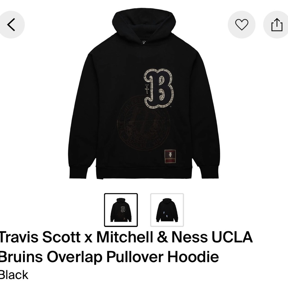 NWOT Travis Scott x Mitchell & Ness UCLA Bruins Overlap Pullover Hoodie/L